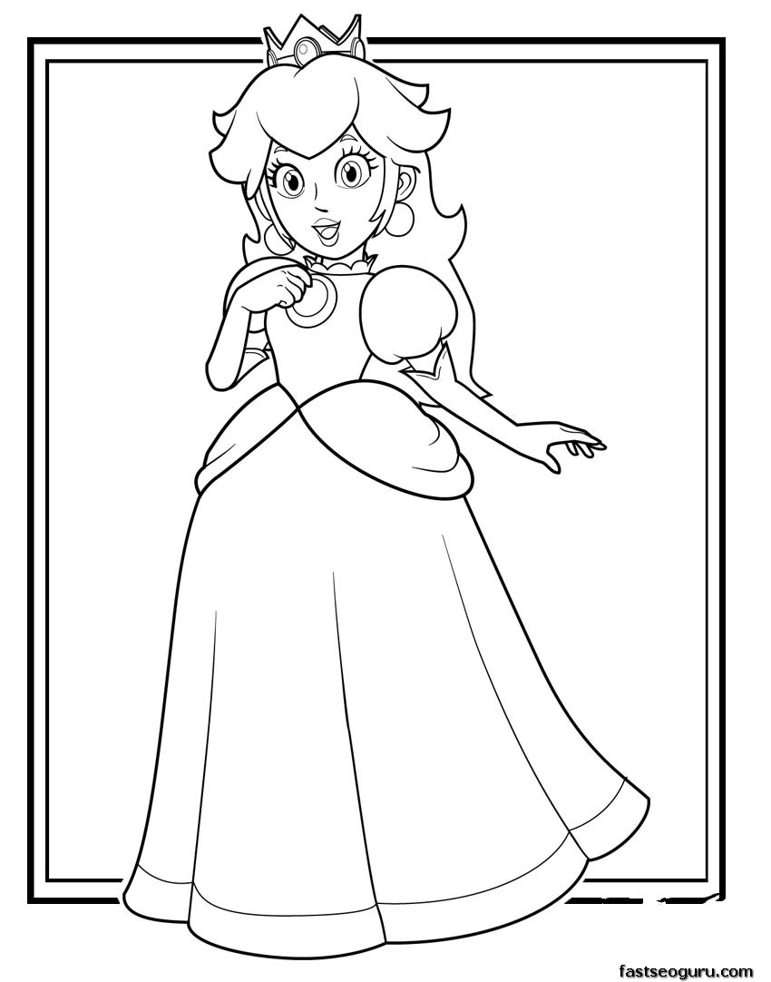 Printable super mario Princess Toadstool coloring pages